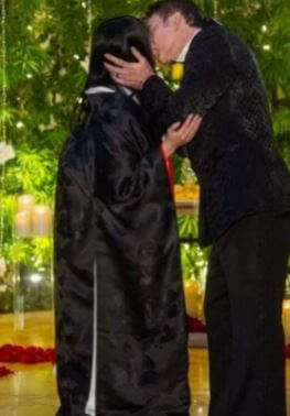 Riko Shibata and Nicolas Cage on their wedding day.